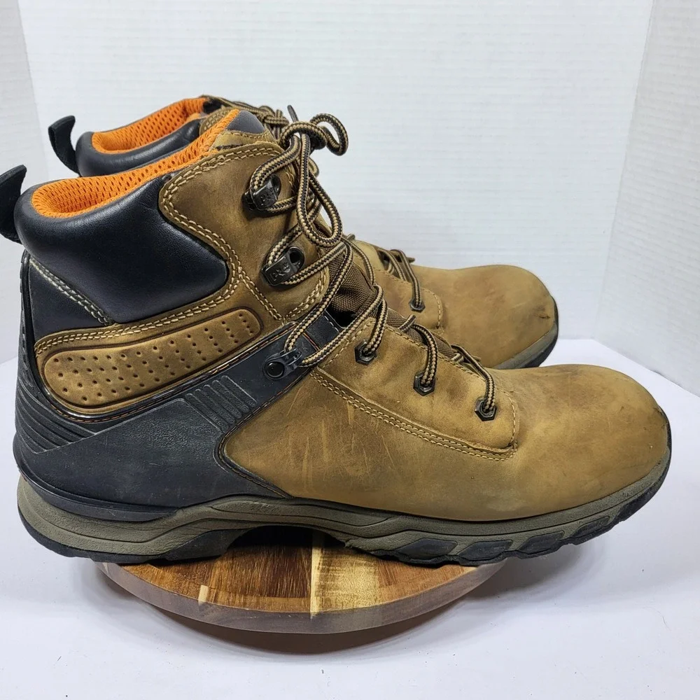 Timberland PRO Hypercharge Mens 14M Waterproof Soft Toe Work Boots Brown A1Q56‎